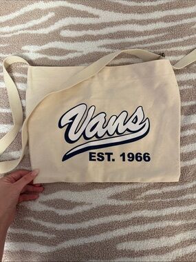 Vans Beige Canvas Shoulder Bag with Navy Logo
